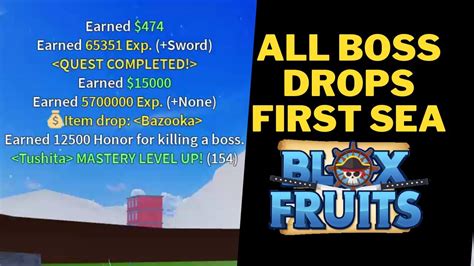 all boss drops in blox fruits first sea|blox fruits boss spawn times.